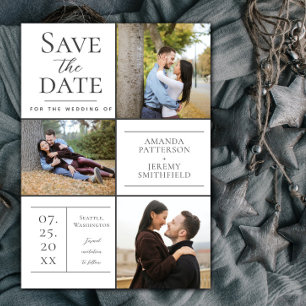 Reserve A Data Foto Moderna Três White Save the Date (Salvar br