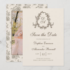 Reserve A Data Foto Monogramada Floral de Outono