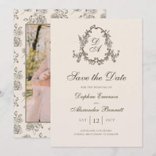 Reserve A Data Foto Monogramada Floral de Outono