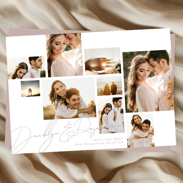 Reserve A Data Foto múltipla de colagem rosa com Rosa Dusty (Criador carregado)