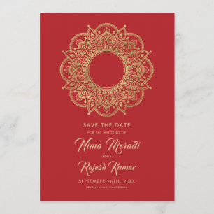 Reserve A Data Foto para salvar a data, casamento indiano, vermel