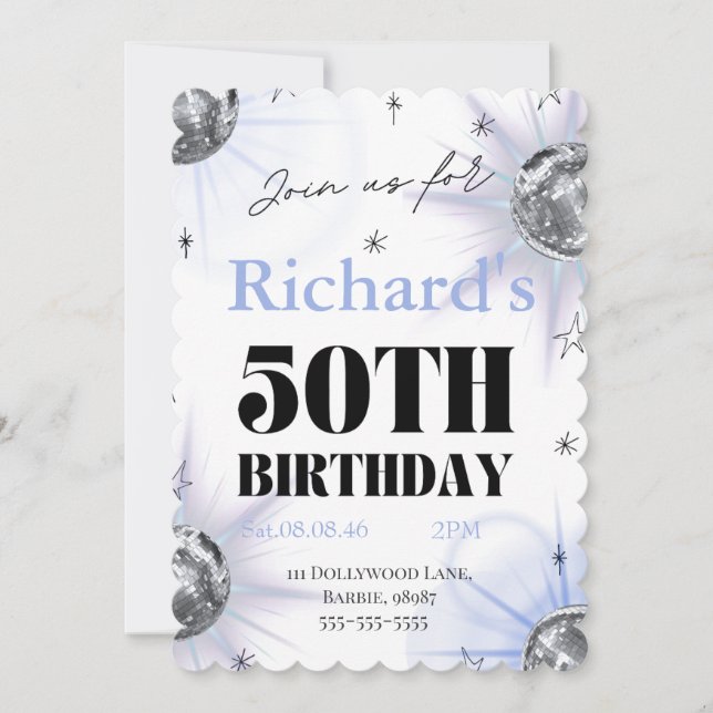 Reserve A Data foto personalizada custom 50º  download instantâne (Frente)