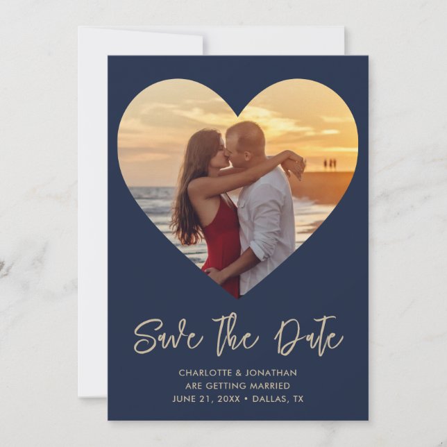 Reserve A Data Foto personalizada de casamento do coração (Frente)
