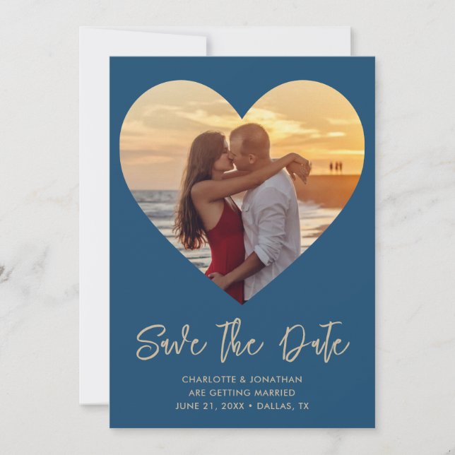 Reserve A Data Foto personalizada de casamento do coração (Frente)