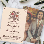 Reserve A Data Foto Personalizada De Desenho Espetáculo Com Vase<br><div class="desc">Cartão bonito perfeito para uma diversão, salve a data! Mão fez arte para você! TOTALMENTE PERSONALIZÁVEL! Clique em "Personalizar" acima para editar o texto e adicionar sua foto ao verso. Clique em "editar usando a ferramenta design" para ajustar as fontes, cores e posicionamentos e para excluir a foto do verso...</div>