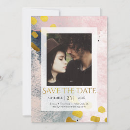 Reserve A Data Foto personalizada de Faux Dourado e Blush Elegant