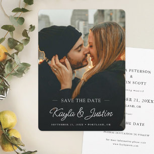 Reserve A Data Foto personalizada de texto branco moderno e elega