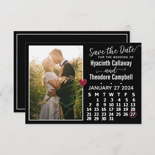 Reserve A Data Foto personalizada do calendário de casamento de j (Frente/Verso)