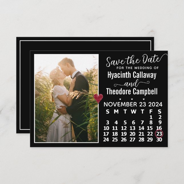 Reserve A Data Foto personalizada do calendário de casamento de n (Frente/Verso)