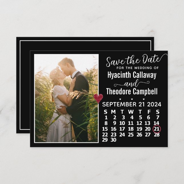 Reserve A Data Foto Personalizada Do Calendário De Casamento De S (Frente/Verso)