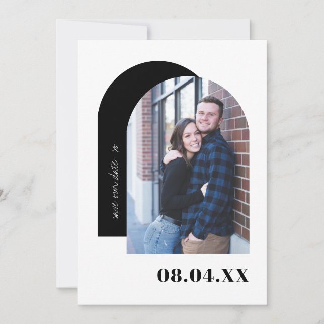 Reserve A Data Foto personalizada mínima em preto e branco modern (Frente)
