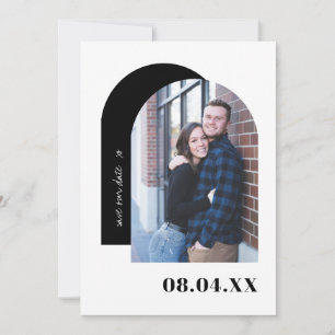 Reserve A Data Foto personalizada mínima em preto e branco modern