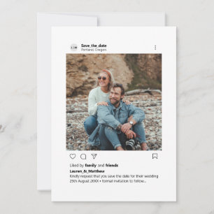 Reserve A Data Foto personalizada minimalista do estilo Instagram