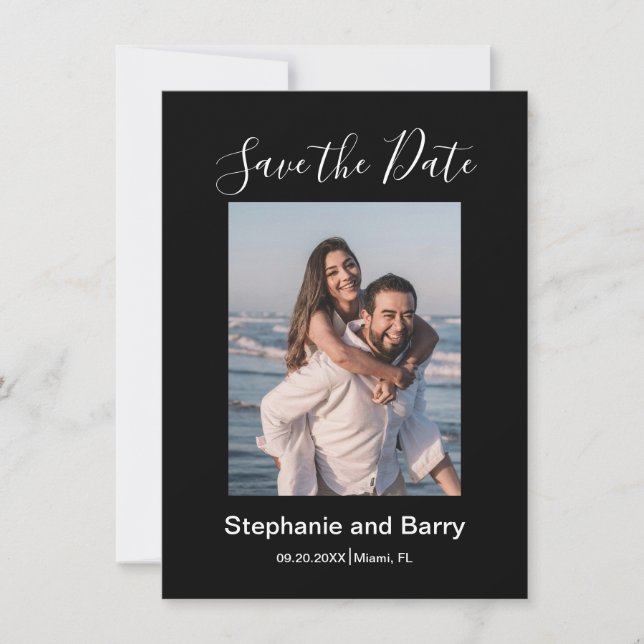 Reserve A Data Foto Preta Moderna (Frente)