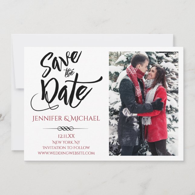 Reserve A Data Foto Preta Vermelha Salvar a Data (Frente)