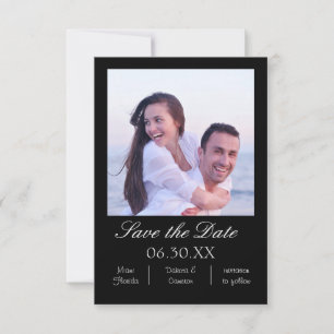 Reserve A Data Foto Preta Vertical - 3x5 Save the Date