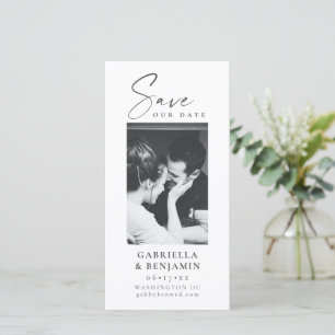 Reserve A Data Foto Preto e Branco Elegante Casamento Minimalista