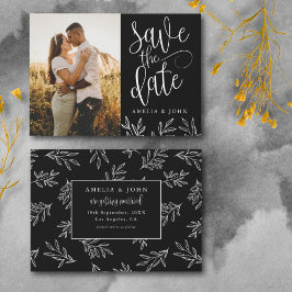 Reserve A Data Foto Preto e Branco Moderno Botânico Save the Date