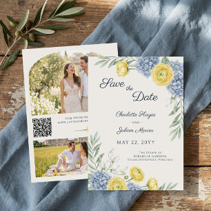 Reserve A Data Foto QR de Hortênsia Azul de Jardim Country Francê