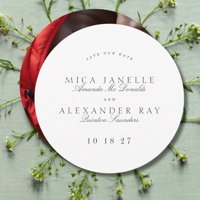 Reserve A Data Foto redonda sobre caligrafia clássica e elegante (Criador carregado)