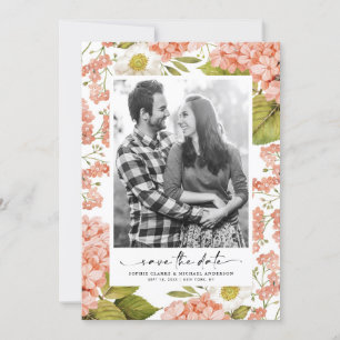 Reserve A Data Foto Rustic Peach Watercolor Hydrangeas
