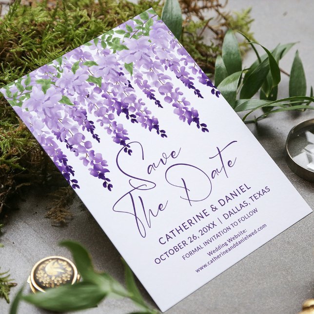 Reserve A Data Foto: Salvar A Data Casamento De Wisteria Watercol (Criador carregado)