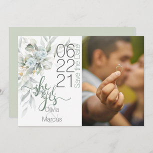 Reserve A Data Foto: Salve a data Dusty Blue Watercolor Floral