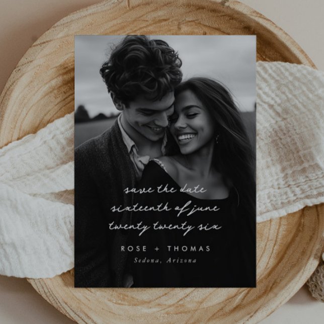 Reserve A Data Foto Salve o Dia com Letra Manuscrita (Zazzle Photo Handwritten Script Save the Date)