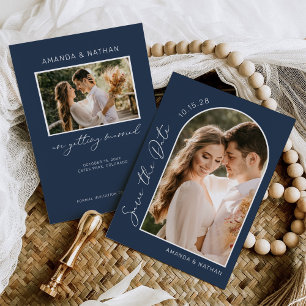 Reserve A Data Foto: Simples Casamento Azul do Marinho Elegante