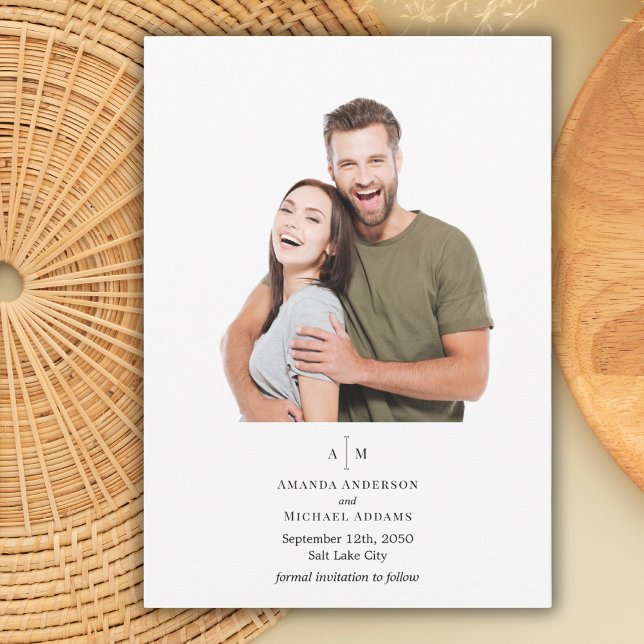 Reserve A Data Foto Simples de Casamento Mínimo de Monograma Bran (Criador carregado)