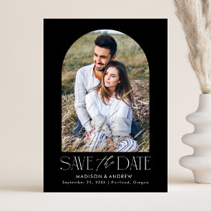 Reserve A Data Foto simples do arco preto e branco moderno