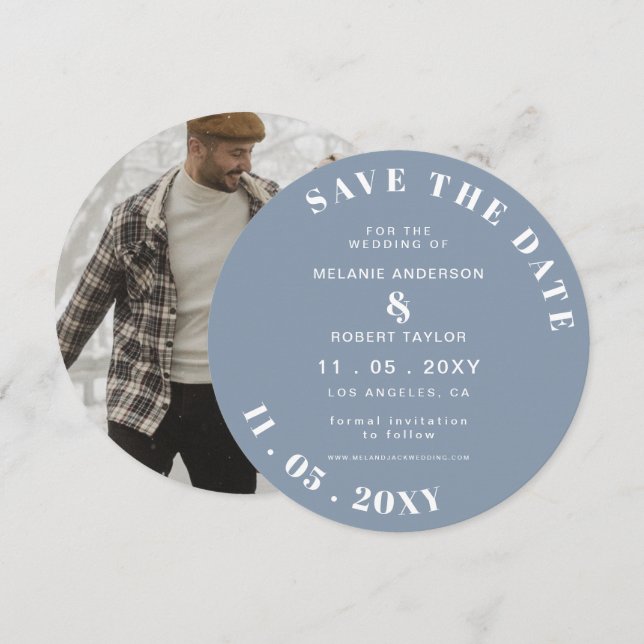 Reserve A Data Foto Simples Dusty Blue Salve A Data (Frente/Verso)