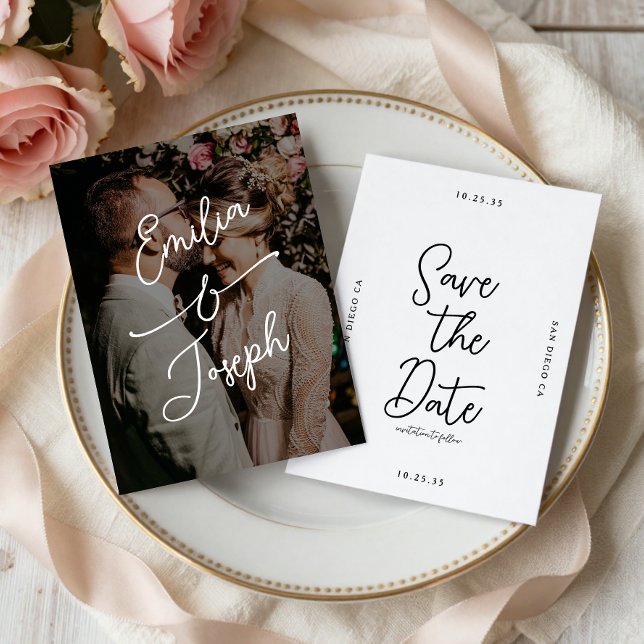 Reserve A Data Foto Simples e Caprichosa de Save the Date Manuscr (Criador carregado)