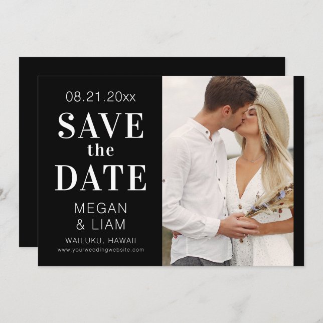 Reserve A Data Foto simples, em preto e branco (Frente/Verso)