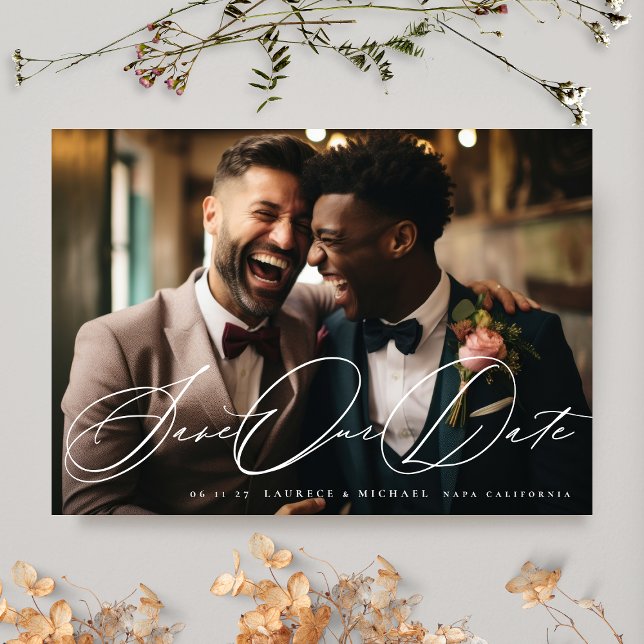 Reserve A Data Foto Simples Moderna Preta e Branca O Casamento (Criador carregado)