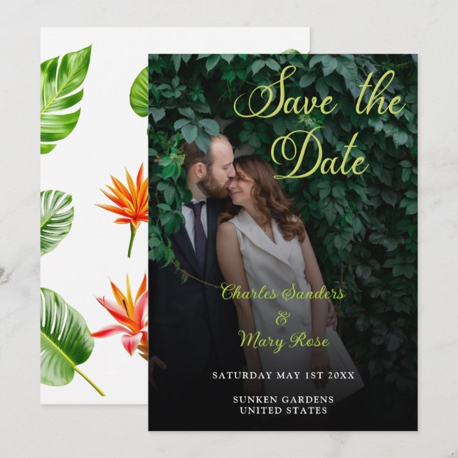 Reserve A Data Foto típica de folhas tropicais (Frente/Verso)