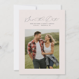 Reserve A Data Foto vertical rosa blush com texto minimalista