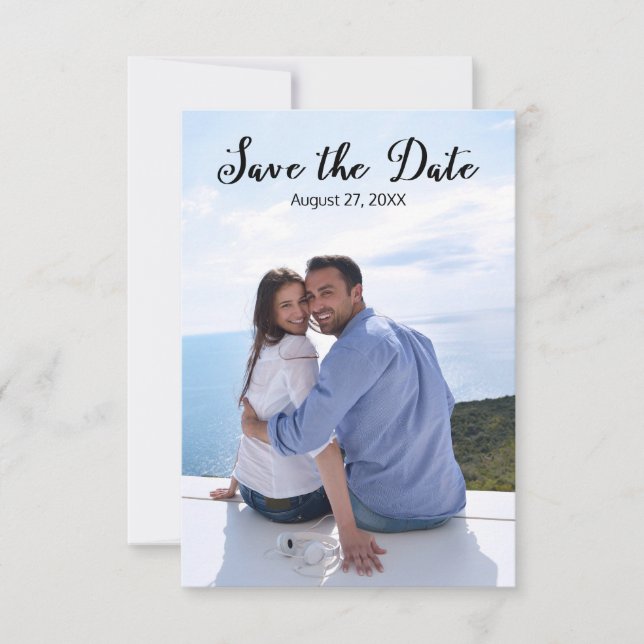 Reserve A Data Foto Vertical Simples Elegante Script-3x5 Salvar/D (Frente)