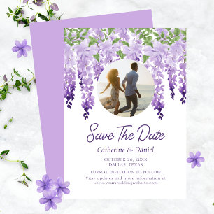 Reserve A Data Foto Watercolor Wisteria Floral Casamento