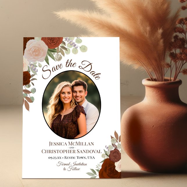 Reserve A Data Fotografia de casamento boho floral laranja elegan (Criador carregado)