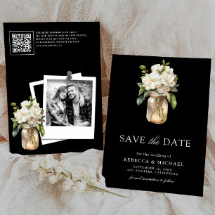 Reserve A Data Fotografia de casamento com código QR preto e flor