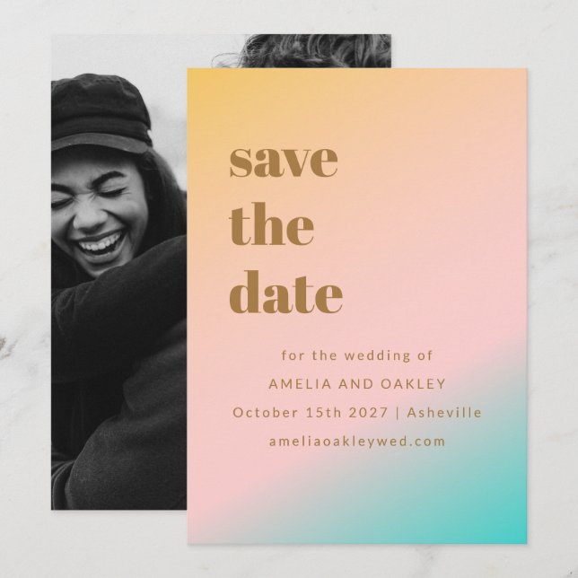 Reserve A Data Fotografia de casamento com tipografia ousada em g (Frente/Verso)