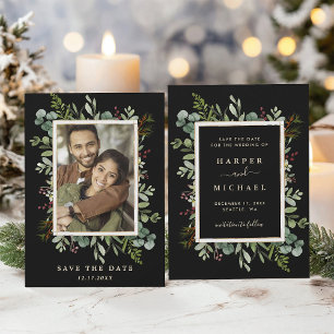 Reserve A Data Fotografia de casamento de inverno com verde botân