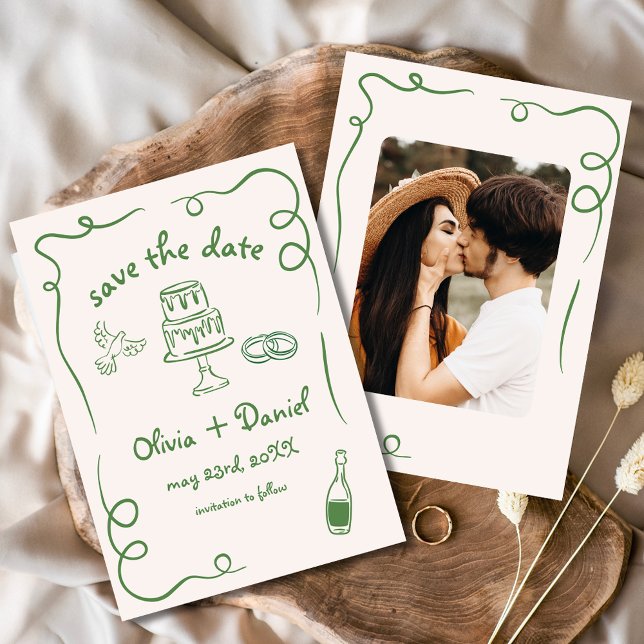 Reserve A Data Fotografia de casamento desenhada à mão com capric (Criador carregado)