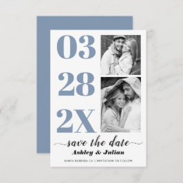 Reserve A Data Fotografia moderna, azul e branca, duas