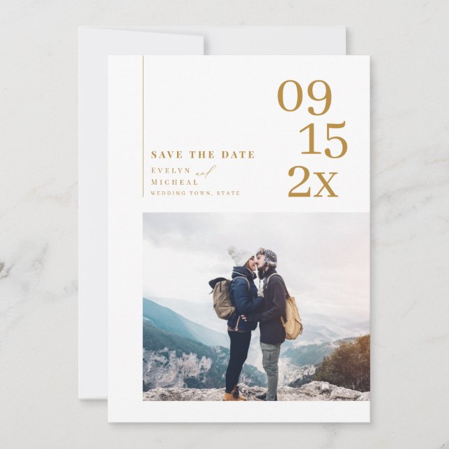 Reserve A Data Fotografia moderna simples salvar a data (Frente)