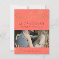 Fotografia rosa coral Faux Rosa Gold Foil Typograf