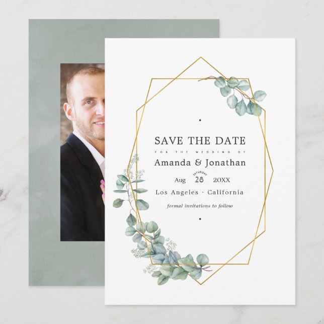 Reserve A Data Fotos de casamento com floresta de eucalipto em aq (Frente/Verso)