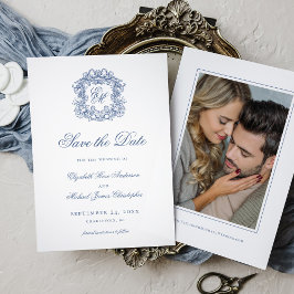 Reserve A Data Fotos de Casamento com Monograma de Crista Elegant