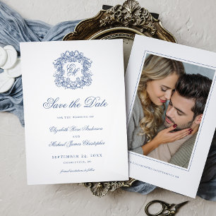 Reserve A Data Fotos de Casamento com Monograma de Crista Elegant